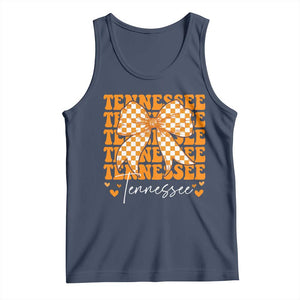 Vintage Tennessee Coquette Bow Tank Top Retro TN Orange Checkered Print US State TS10 Navy Print Your Wear