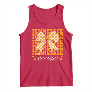 Vintage Tennessee Coquette Bow Tank Top Retro TN Orange Checkered Print US State TS10 Red Print Your Wear