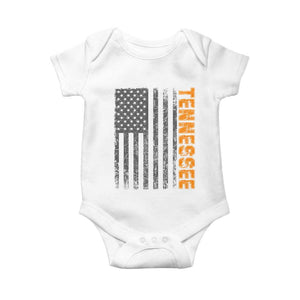 Vintage Tennessee Baby Onesie Retro Orange TN USA Flag Patriotic US State TS10 White Print Your Wear