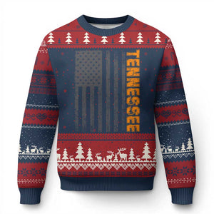 Vintage Tennessee Ugly Christmas Sweater Retro Orange TN USA Flag Patriotic US State TS10 Navy Red Print Your Wear