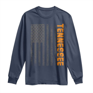 Vintage Tennessee Long Sleeve Shirt Retro Orange TN USA Flag Patriotic US State TS10 Navy Print Your Wear