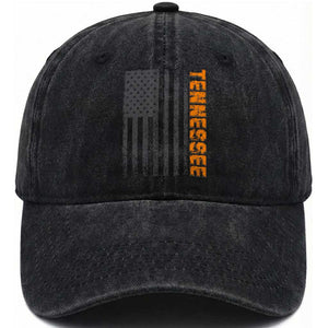 Vintage Tennessee Washed Cotton Baseball Cap Retro Orange TN USA Flag Patriotic US State TS10 Print Your Wear