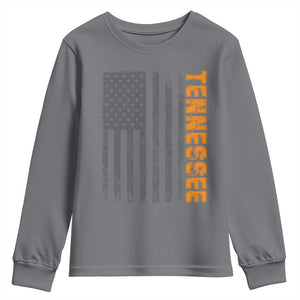 Vintage Tennessee Youth Sweatshirt Retro Orange TN USA Flag Patriotic US State TS10 Charcoal Print Your Wear