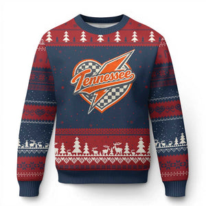 Vintage Tennessee Ugly Christmas Sweater Checkered Heart Love TN Orange US State TS10 Navy Red Print Your Wear