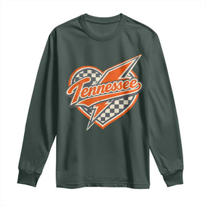 Vintage Tennessee Long Sleeve Shirt Checkered Heart Love TN Orange US State TS10 Dark Forest Green Print Your Wear