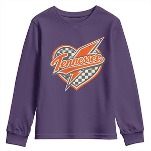 Vintage Tennessee Youth Sweatshirt Checkered Heart Love TN Orange US State TS10 Purple Print Your Wear