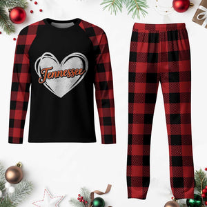 Vintage Tennessee Plaid Pajama Set Heart Graphic TN Orange US State TS10 Buffalo Plaid Print Your Wear