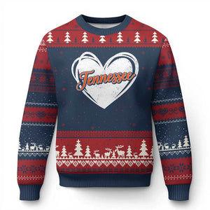 Vintage Tennessee Ugly Christmas Sweater Heart Graphic TN Orange US State TS10 Navy Red Print Your Wear