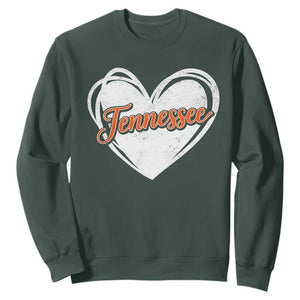 Vintage Tennessee Sweatshirt Heart Graphic TN Orange US State TS10 Dark Forest Green Print Your Wear