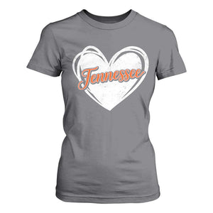 Vintage Tennessee T Shirt For Women Heart Graphic TN Orange US State TS10 Charcoal Print Your Wear