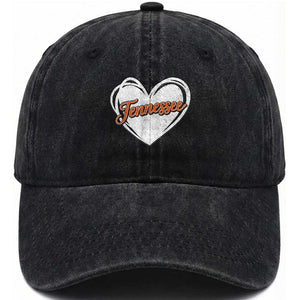Vintage Tennessee Washed Cotton Baseball Cap Heart Graphic TN Orange US State TS10 Print Your Wear