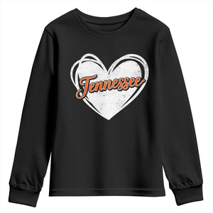 Vintage Tennessee Youth Sweatshirt Heart Graphic TN Orange US State TS10 Black Print Your Wear