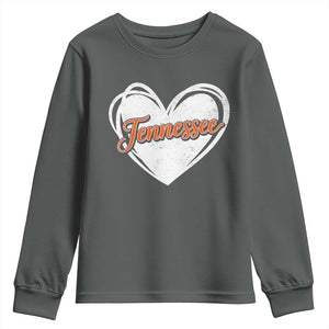 Vintage Tennessee Youth Sweatshirt Heart Graphic TN Orange US State TS10 Dark Heather Print Your Wear