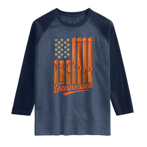 Vintage Tennessee Raglan Shirt Orange Dripping Flag Vintage State Pride Sports Fan Patriotic TS10 Heather Denim Navy Print Your Wear
