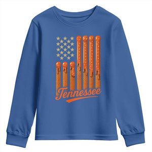 Vintage Tennessee Youth Sweatshirt Orange Dripping Flag Vintage State Pride Sports Fan Patriotic TS10 Royal Blue Print Your Wear