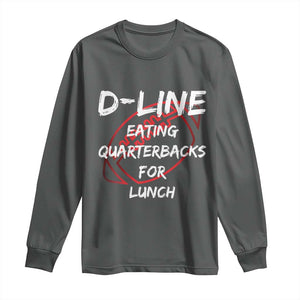 Football Linemen Long Sleeve Shirt D Line Eating Quarterbacks Defensive TS10 Dark Heather Print Your Wear