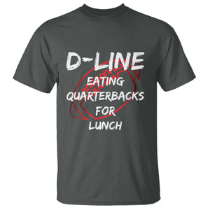 Football Linemen T Shirt D Line Eating Quarterbacks Defensive TS10 Dark Heather Print Your Wear
