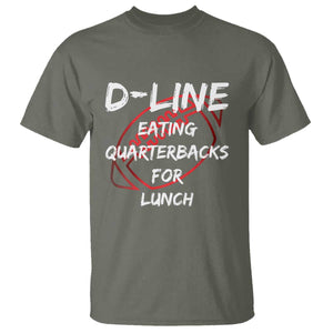Football Linemen T Shirt D Line Eating Quarterbacks Defensive TS10 Military Green Print Your Wear