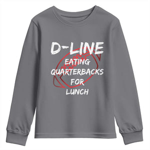 Football Linemen Youth Sweatshirt D Line Eating Quarterbacks Defensive TS10 Charcoal Print Your Wear
