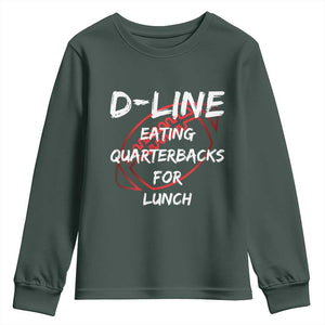 Football Linemen Youth Sweatshirt D Line Eating Quarterbacks Defensive TS10 Dark Forest Green Print Your Wear