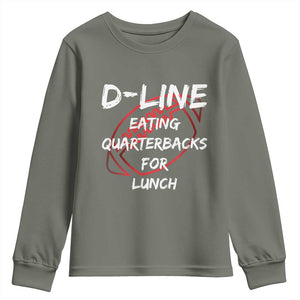 Football Linemen Youth Sweatshirt D Line Eating Quarterbacks Defensive TS10 Military Green Print Your Wear