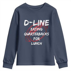 Football Linemen Youth Sweatshirt D Line Eating Quarterbacks Defensive TS10 Navy Print Your Wear