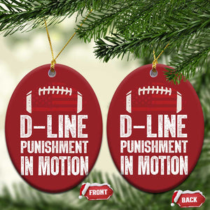 Football Defensive Lineman Christmas Ornament D Line Punishment In Motion American Flag TS10 Oval Red Print Your Wear