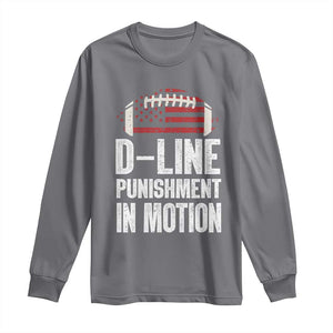Football Defensive Lineman Long Sleeve Shirt D Line Punishment In Motion American Flag TS10 Charcoal Print Your Wear