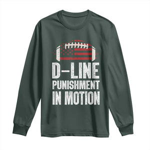 Football Defensive Lineman Long Sleeve Shirt D Line Punishment In Motion American Flag TS10 Dark Forest Green Print Your Wear