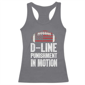 Football Defensive Lineman Racerback Tank Top D Line Punishment In Motion American Flag TS10 Charcoal Print Your Wear