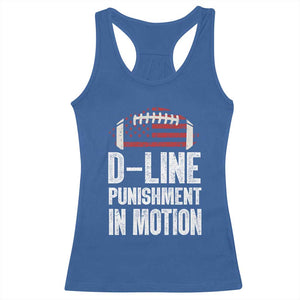 Football Defensive Lineman Racerback Tank Top D Line Punishment In Motion American Flag TS10 Royal Blue Print Your Wear