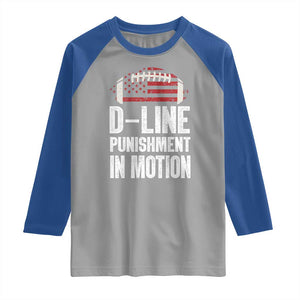 Football Defensive Lineman Raglan Shirt D Line Punishment In Motion American Flag TS10 Sport Gray Royal Print Your Wear