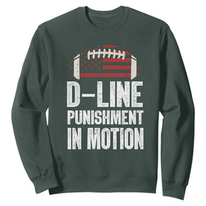 Football Defensive Lineman Sweatshirt D Line Punishment In Motion American Flag TS10 Dark Forest Green Print Your Wear