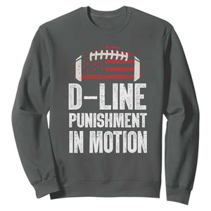 Football Defensive Lineman Sweatshirt D Line Punishment In Motion American Flag TS10 Dark Heather Print Your Wear