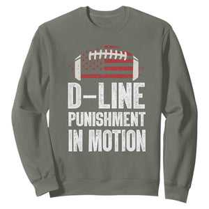 Football Defensive Lineman Sweatshirt D Line Punishment In Motion American Flag TS10 Military Green Print Your Wear