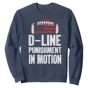 Football Defensive Lineman Sweatshirt D Line Punishment In Motion American Flag TS10 Navy Print Your Wear