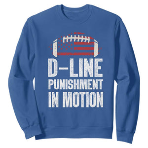 Football Defensive Lineman Sweatshirt D Line Punishment In Motion American Flag TS10 Royal Blue Print Your Wear