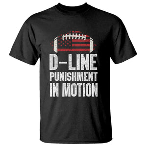 Football Defensive Lineman T Shirt D Line Punishment In Motion American Flag TS10 Black Print Your Wear