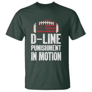 Football Defensive Lineman T Shirt D Line Punishment In Motion American Flag TS10 Dark Forest Green Print Your Wear