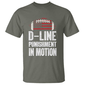 Football Defensive Lineman T Shirt D Line Punishment In Motion American Flag TS10 Military Green Print Your Wear