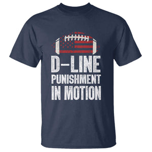 Football Defensive Lineman T Shirt D Line Punishment In Motion American Flag TS10 Navy Print Your Wear