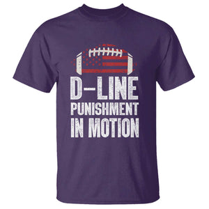Football Defensive Lineman T Shirt D Line Punishment In Motion American Flag TS10 Purple Print Your Wear