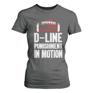 Football Defensive Lineman T Shirt For Women D Line Punishment In Motion American Flag TS10 Dark Heather Print Your Wear