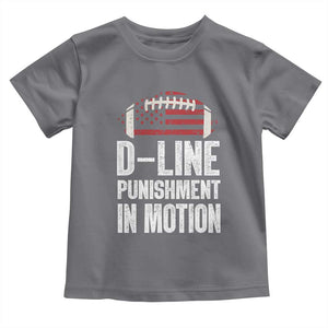 Football Defensive Lineman Toddler T Shirt D Line Punishment In Motion American Flag TS10 Charcoal Print Your Wear