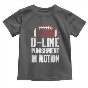 Football Defensive Lineman Toddler T Shirt D Line Punishment In Motion American Flag TS10 Dark Heather Print Your Wear