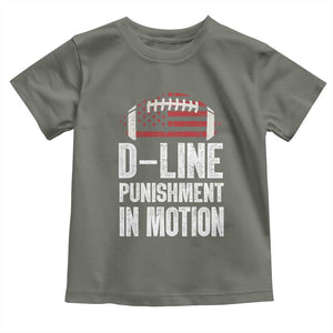 Football Defensive Lineman Toddler T Shirt D Line Punishment In Motion American Flag TS10 Military Green Print Your Wear