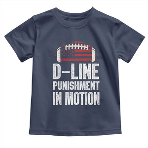 Football Defensive Lineman Toddler T Shirt D Line Punishment In Motion American Flag TS10 Navy Print Your Wear