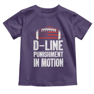 Football Defensive Lineman Toddler T Shirt D Line Punishment In Motion American Flag TS10 Purple Print Your Wear