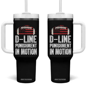 Football Defensive Lineman Tumbler With Handle D Line Punishment In Motion American Flag TS10 One Size: 40 oz Black Print Your Wear