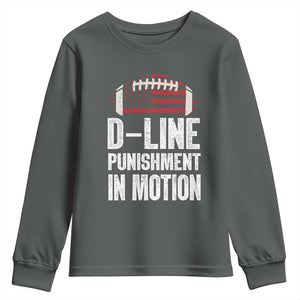 Football Defensive Lineman Youth Sweatshirt D Line Punishment In Motion American Flag TS10 Dark Heather Print Your Wear